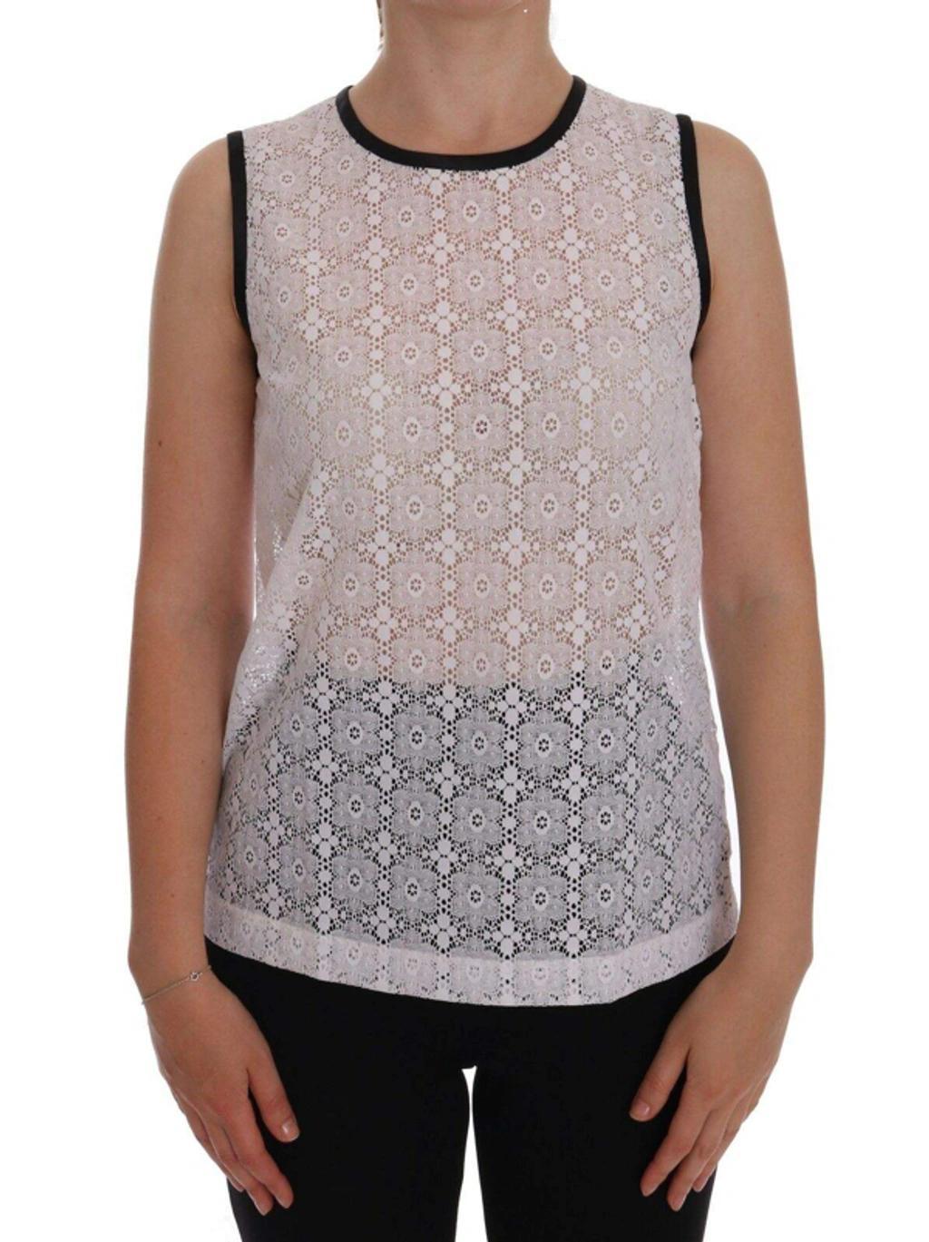 White Lace Floral Nylon Tank T-shirt Product Image