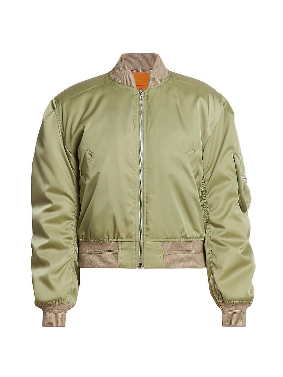 Womens Cropped Bomber Jacket Product Image