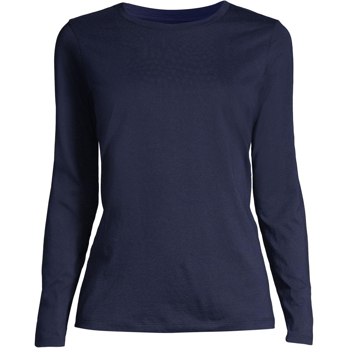 Womens Lands End Relaxed-Fit Supima Cotton Crewneck Tee Brt Blue Product Image