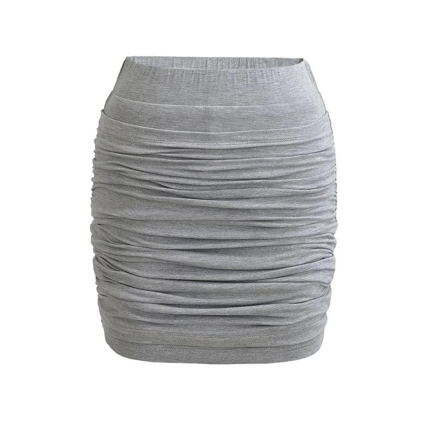 High Rise Cinched Plain Pencil Skirt Product Image