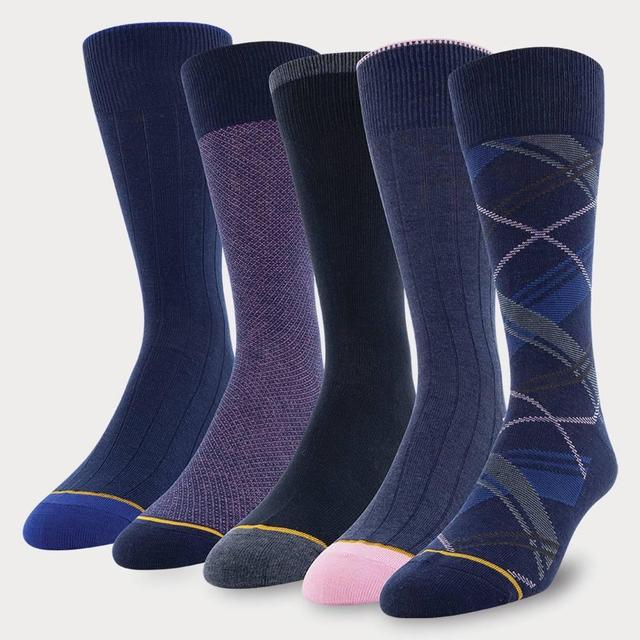 Signature Gold by GOLDTOE Mens Marcos Madras Plaid Crew Socks 5pk - Navy Product Image