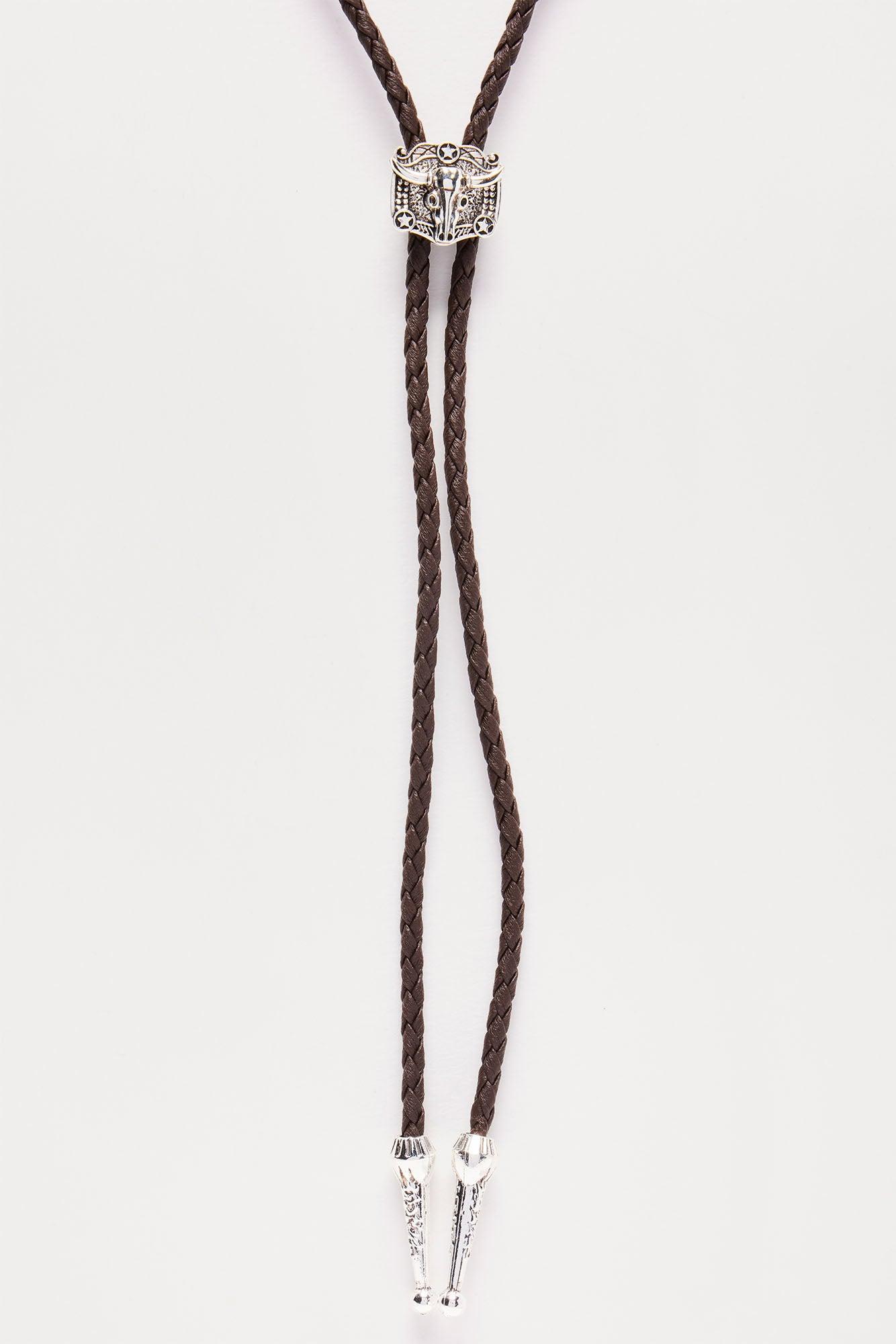 By The Horns Bolo Tie Necklace - Brown Product Image