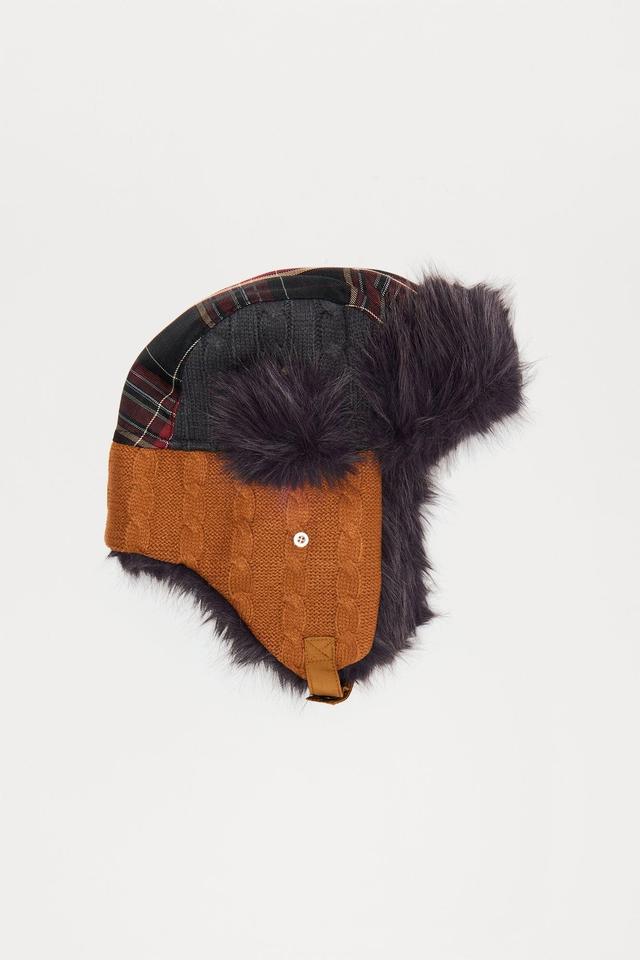 Patchwork Trapper Hat - Brown Product Image