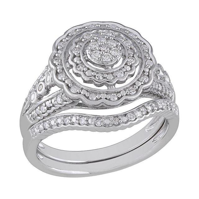 Stella Grace Sterling Silver 1/4 ct. T.W. Diamond Engagement Ring Set, Womens White Product Image