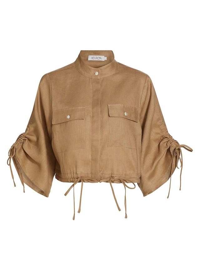 Womens Eva Linen Drawstring Crop Top Product Image