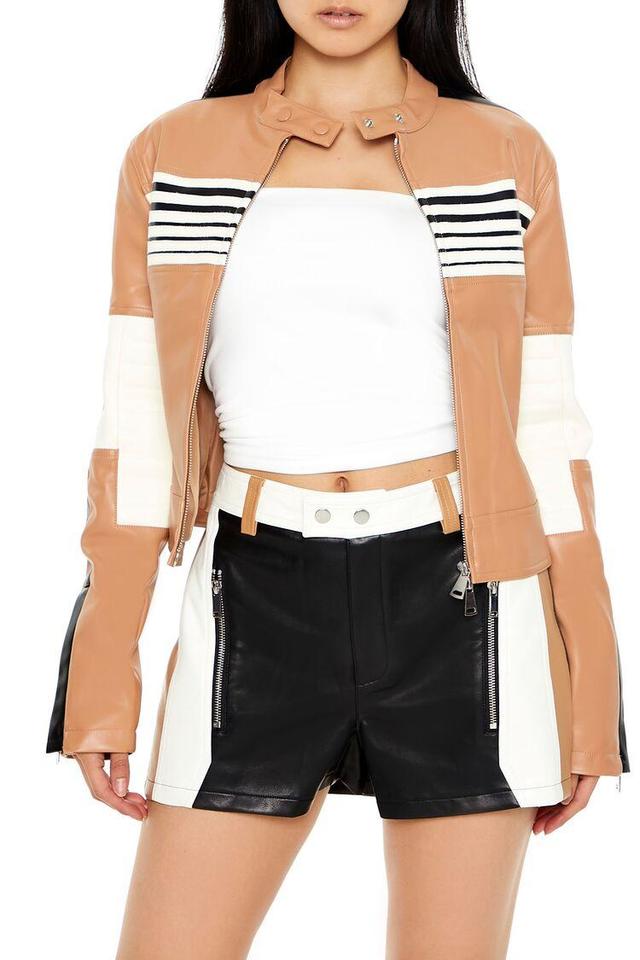 Striped Colorblock Moto Jacket | Forever 21 Product Image