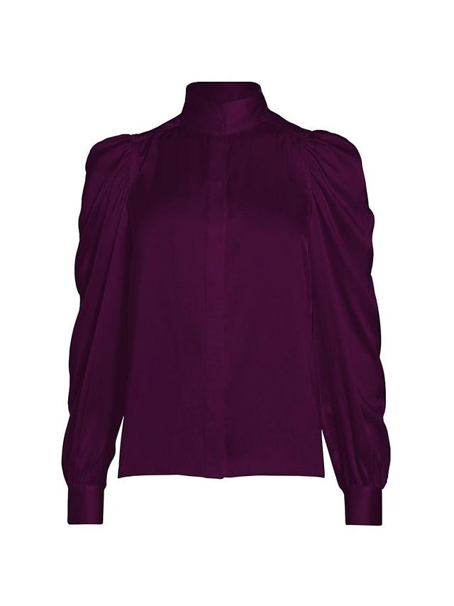 Womens Gillian Silk Puff-Sleeve Blouse Product Image