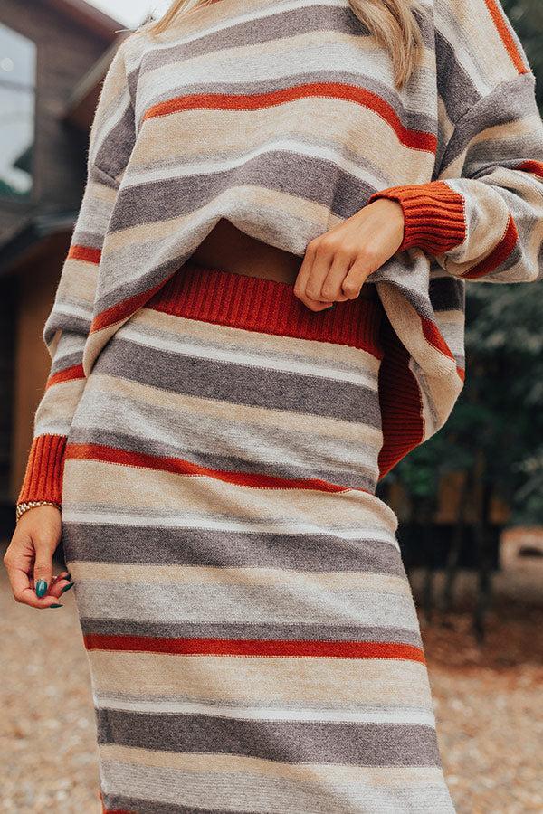 Mulled Wine Stripe Sweater Skirt Product Image