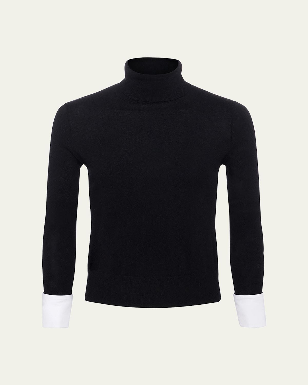 L'agence Poplin Cuff Sweater In Black/white Product Image