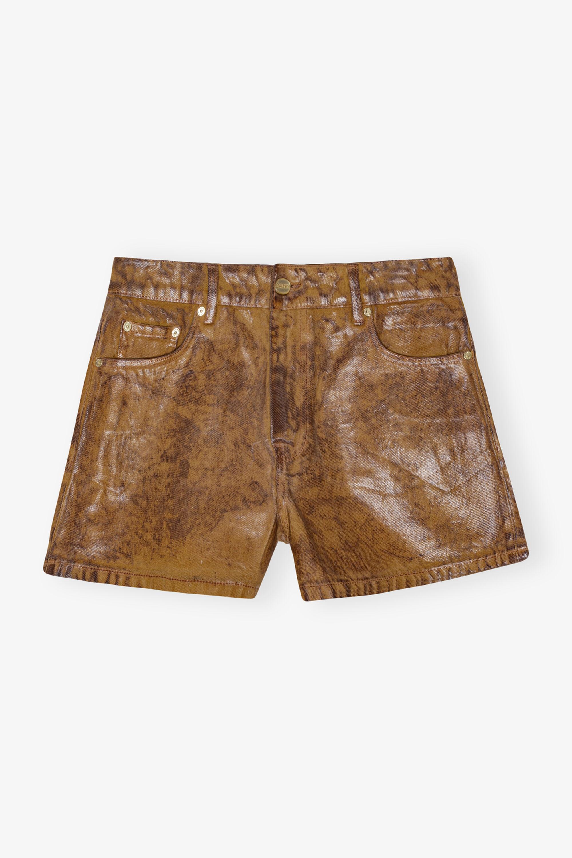 Brown Foil Denim Shorts Product Image