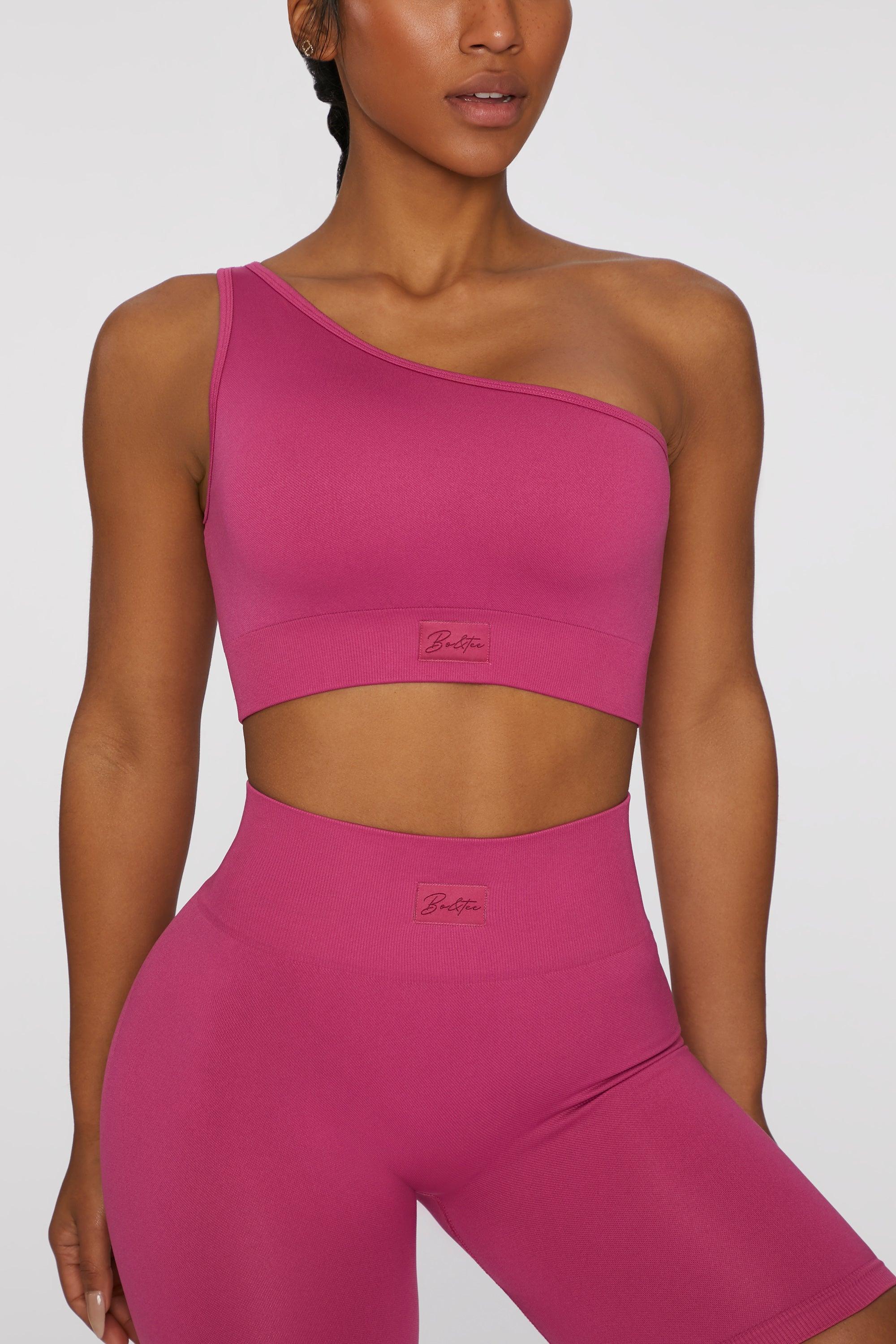 Asymmetric Crop Top in Dark Pink Female Product Image