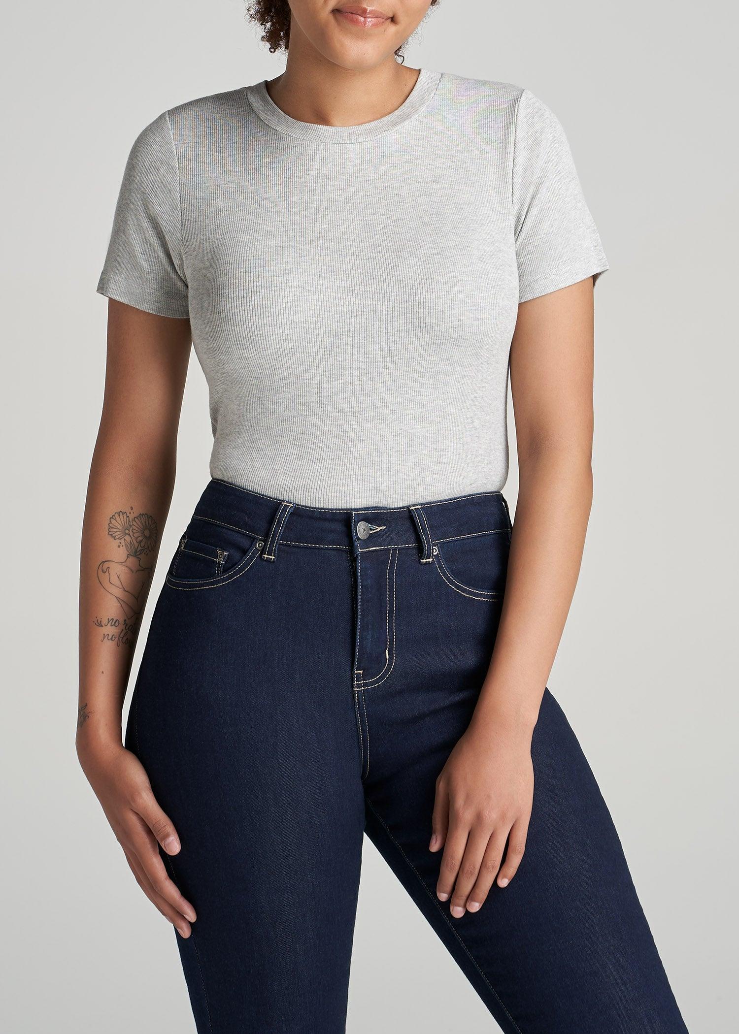 FITTED Ribbed Tee in Grey Mix - Women's Tall T-Shirts Product Image