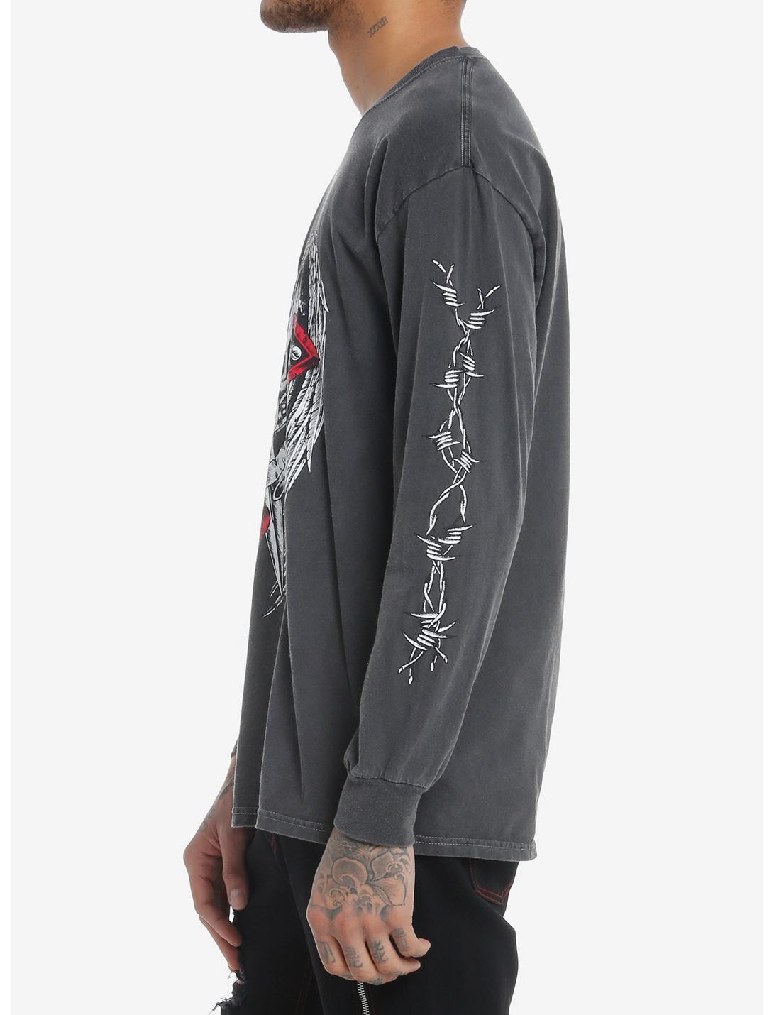 Winged Skull Cross Long-Sleeve T-Shirt Product Image