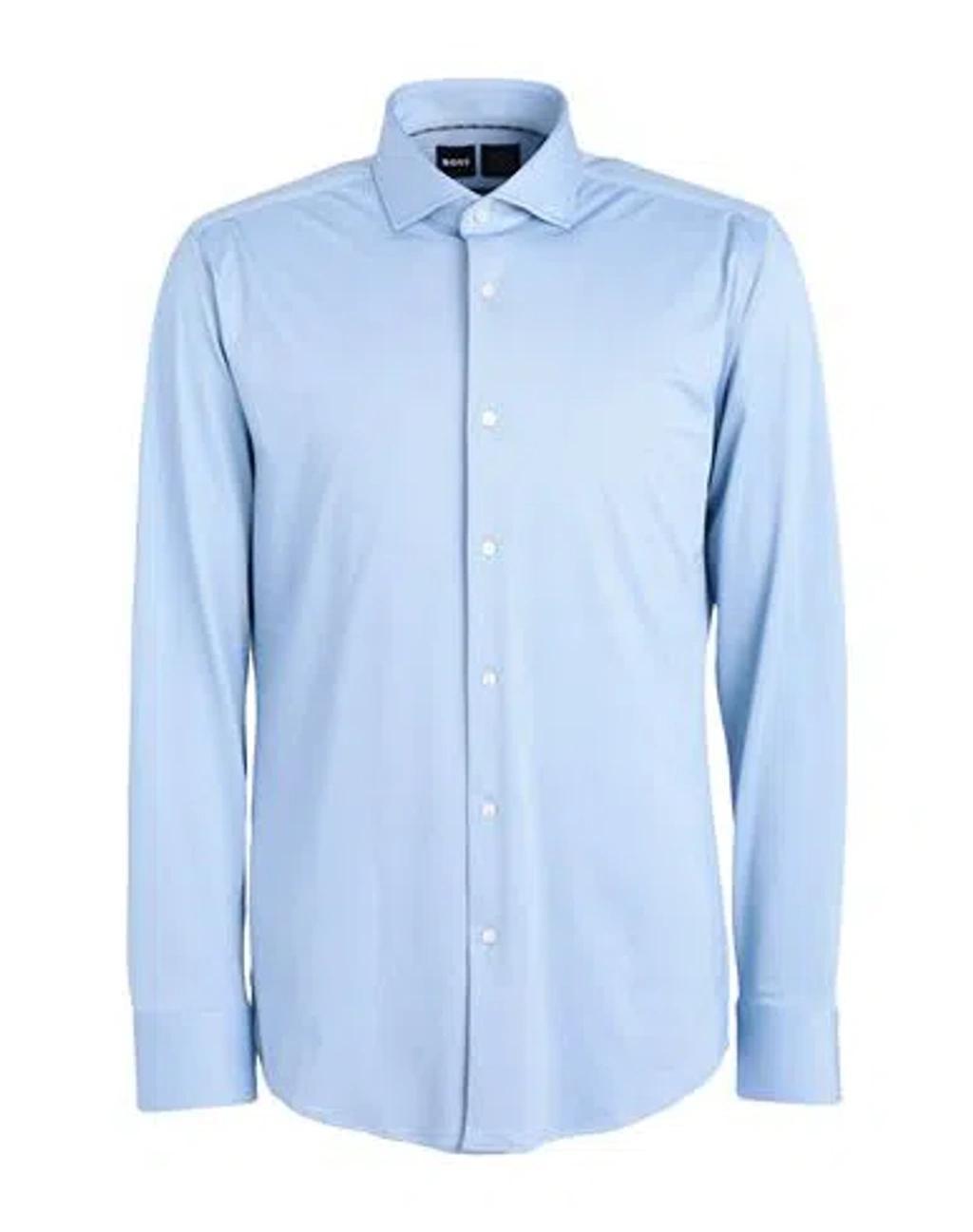 HUGO BOSS Boss Man Shirt Light Blue Size 14 ½ Polyamide, Polyester, Elastane Product Image