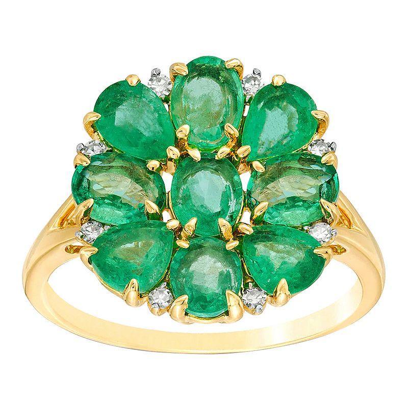 Gemminded 10k Gold Emerald & Diamond Accent Ring, Womens Product Image