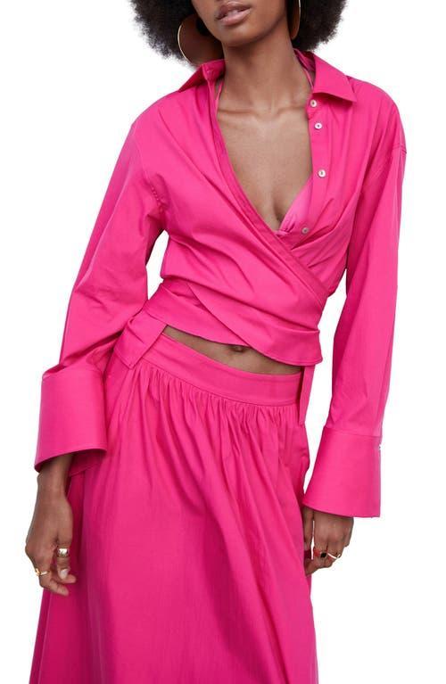 MANGO - Knot wrap shirt fuchsia - 6 - Women Product Image