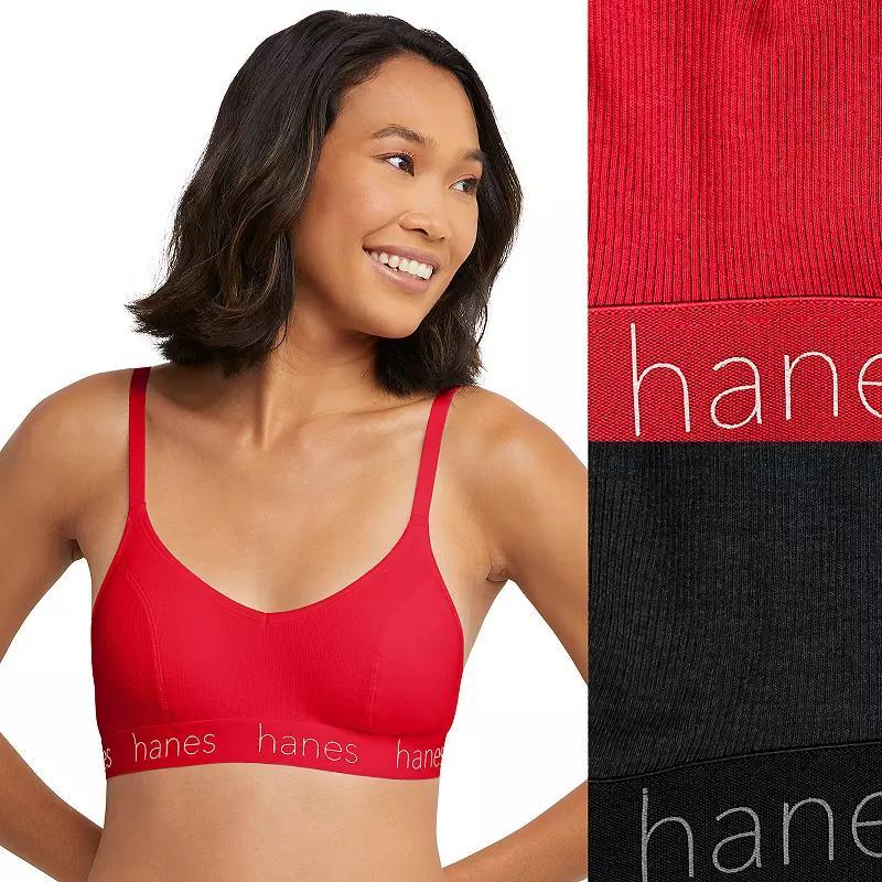 Hanes Originals Ultimate 2-Pack Stretch Cotton Triangle Bralette DHO101, Womens Product Image