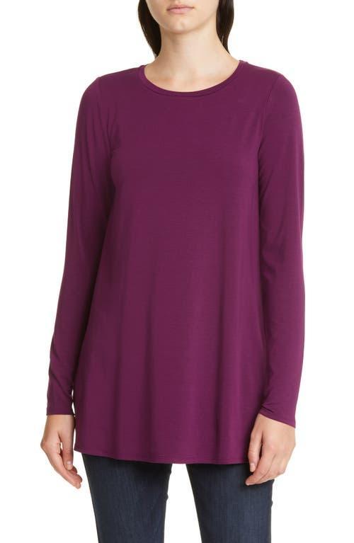 EILEEN FISHER Stretch Jersey Knit Crew Neck Long Topfemale Product Image