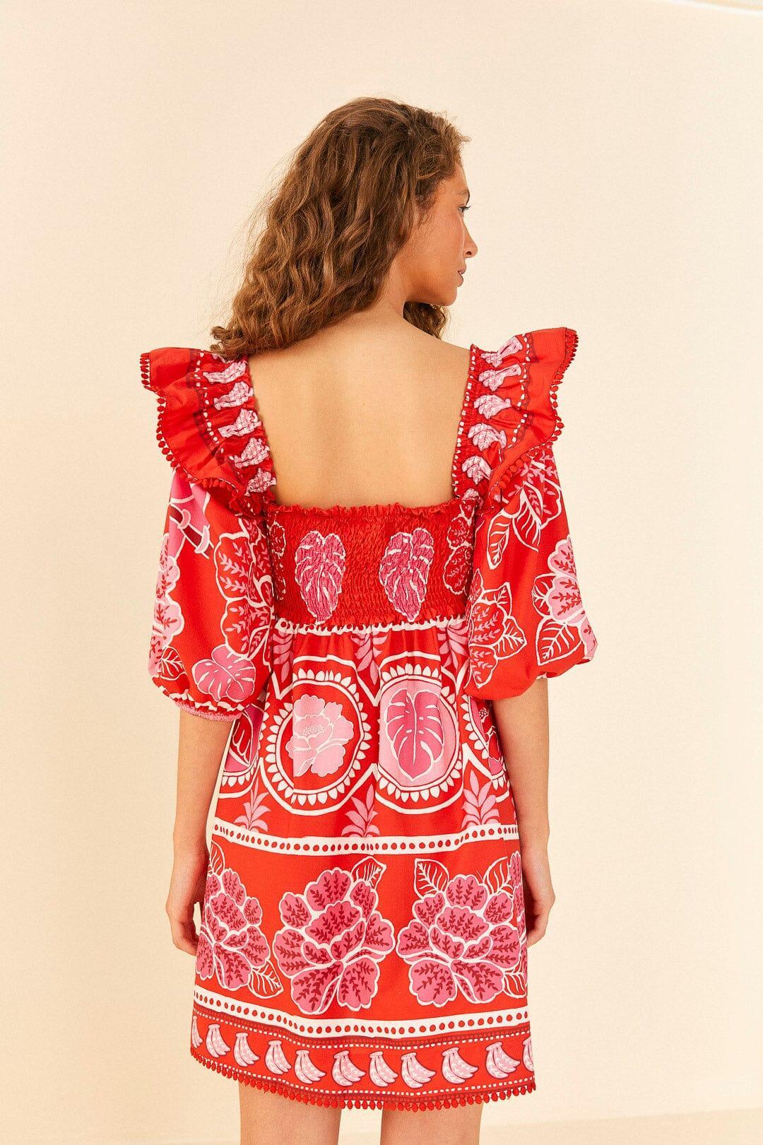 Red Summer Sunrise Organic Cotton Mini Dress Product Image