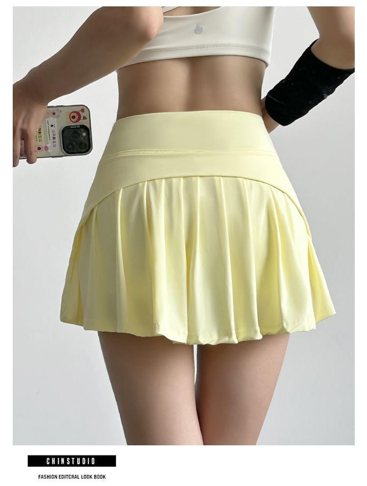 High Waist Plain Sports Skort Product Image