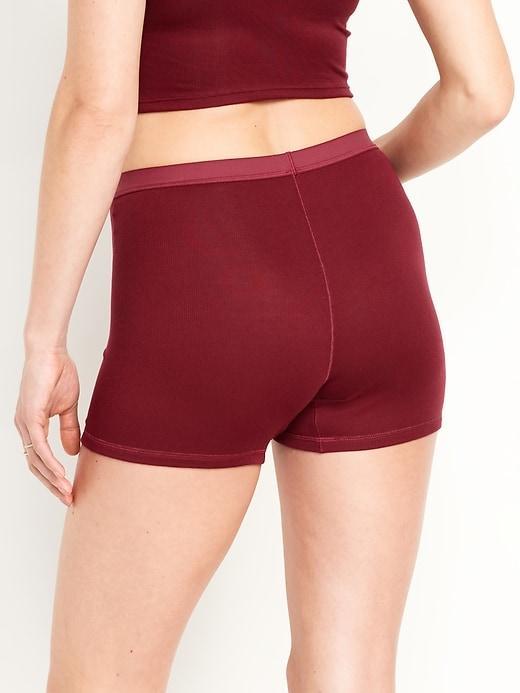 High-Waisted Ribbed Boyshort Briefs -- 3-inch inseam Product Image