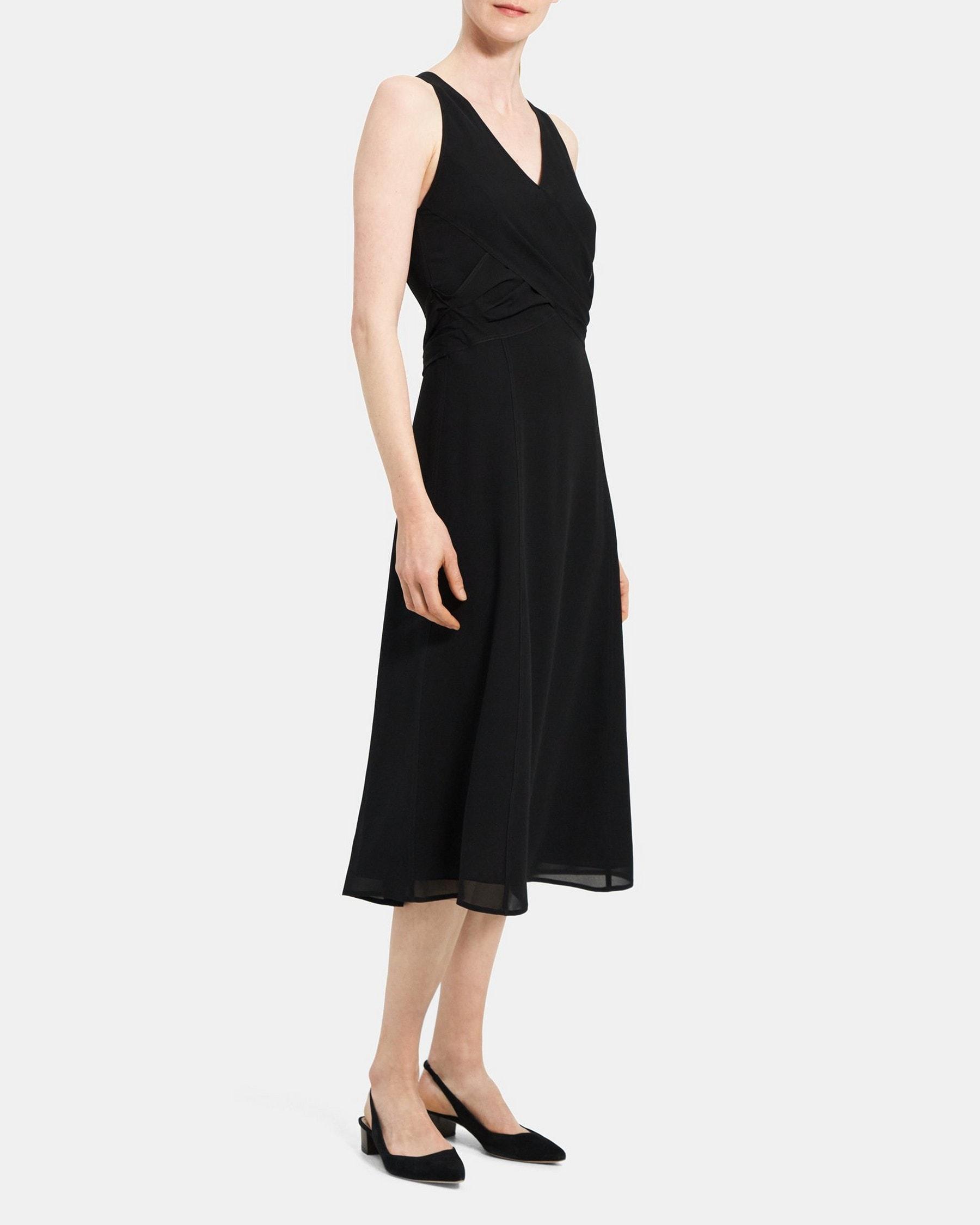 Sleeveless Wrap Dress in Silk Crepe Product Image