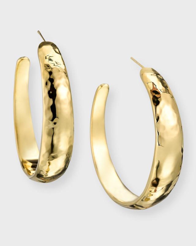 18K Classico Hammered #4 Hoop Earrings Product Image