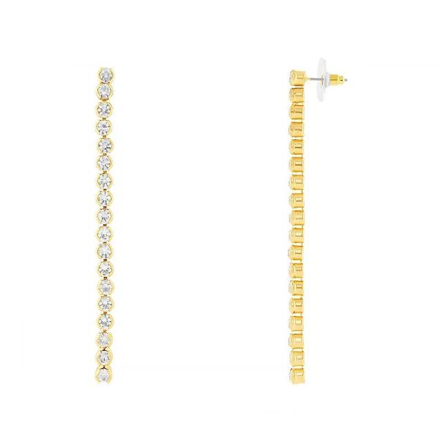 Emberly Gold Tone Clear Glass Stone Linear Drop Earrings, Womens, White Product Image