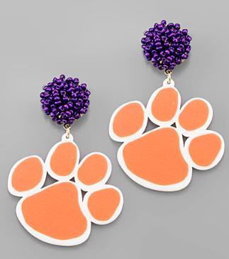 Game Day Ready Earrings - Orange/Purple Product Image