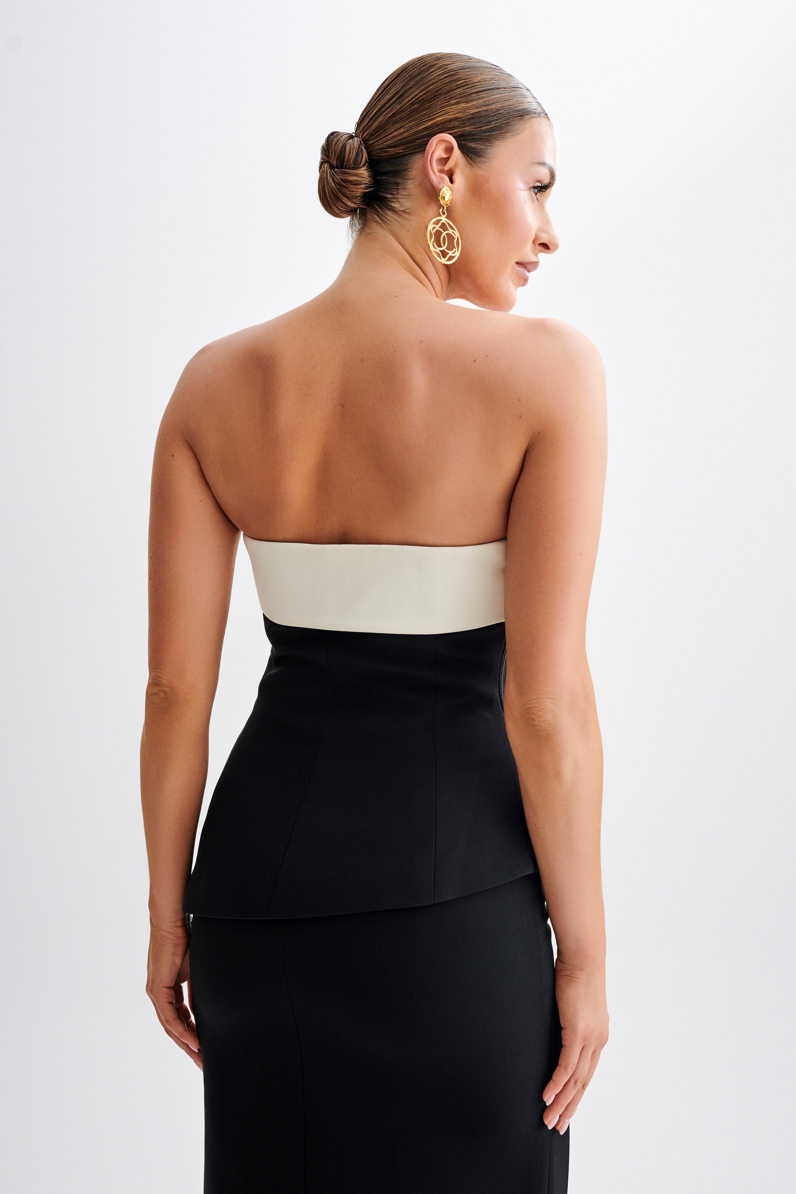 Micah Contrast Suiting Strapless Top - Black Product Image