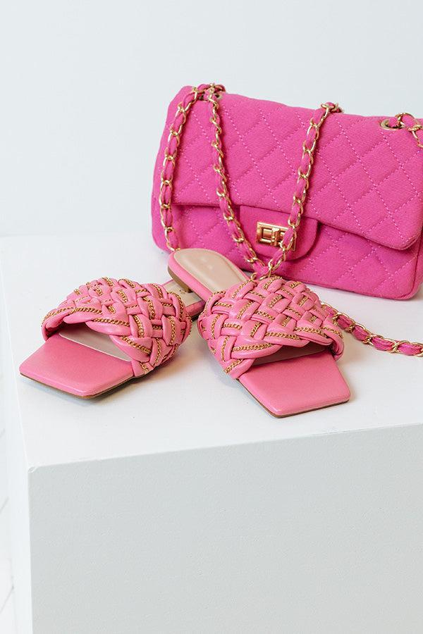 The Lizabeth Faux Leather Braided Sandal In Pink product image