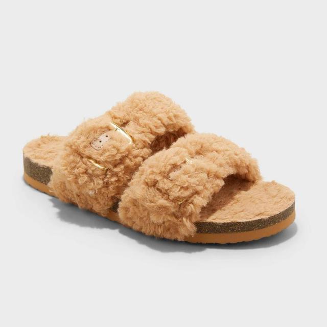 Womens Jane Two Band Buckle Slide Slippers - Auden Camel 8 Product Image