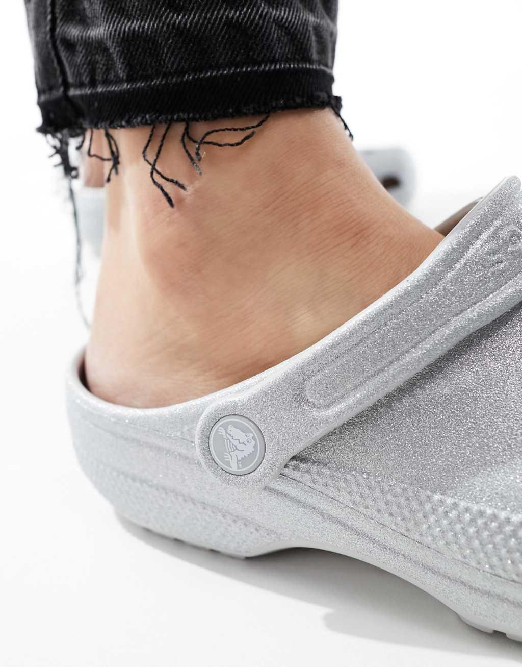 Crocs classic clogs in silver glitter Product Image