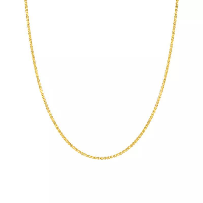 PRIMROSE 18k Gold Over Silver Wheat Chain Necklace, Womens Yellow Gold Tone Product Image