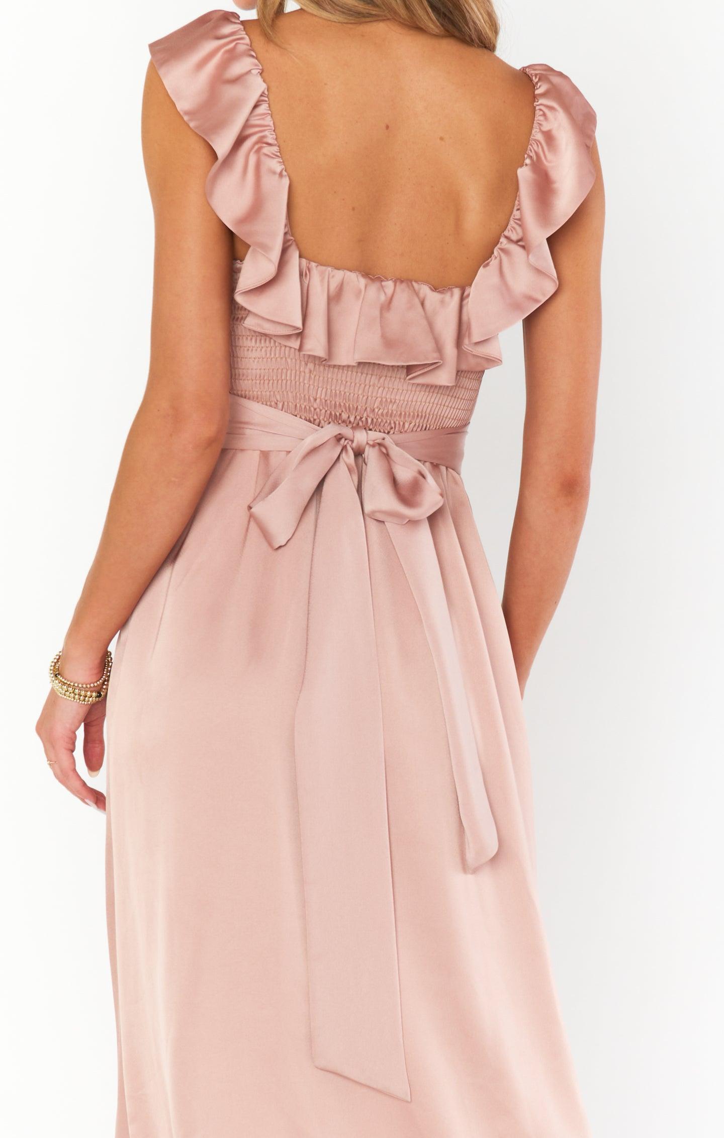 Alexis Midi Dress ~ Rose Gold Luxe Satin Product Image