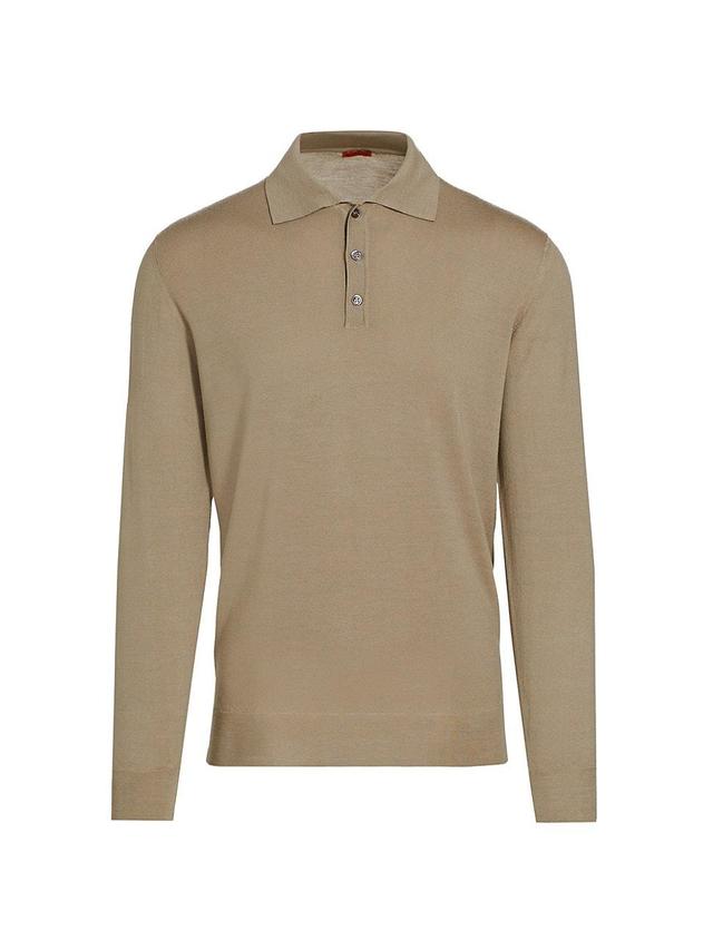 Mens Wool Long-Sleeve Polo Shirt Product Image