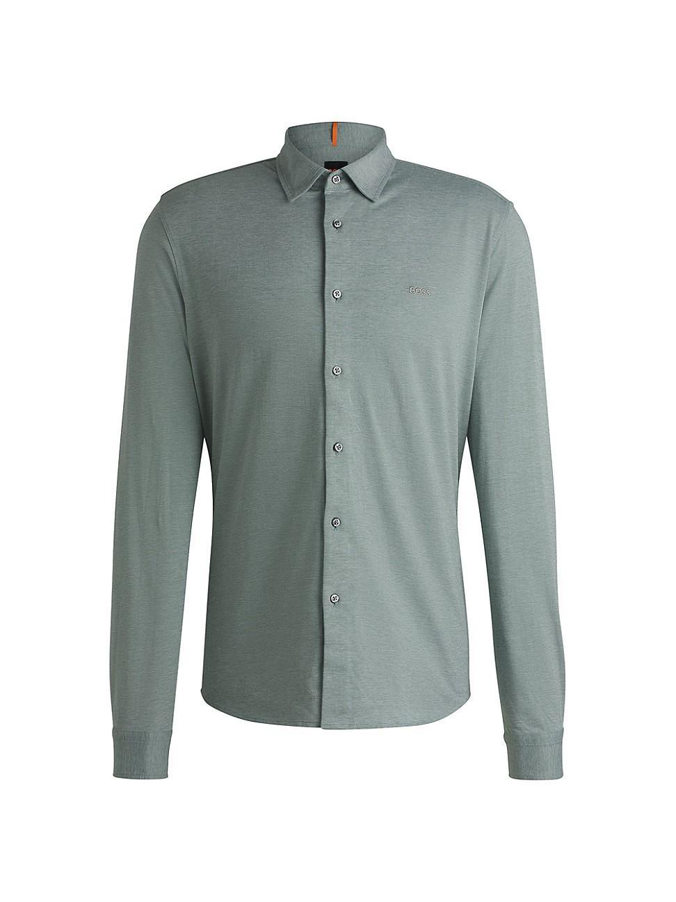 Mens Slim-Fit Shirt in Melange Cotton Piqu Product Image