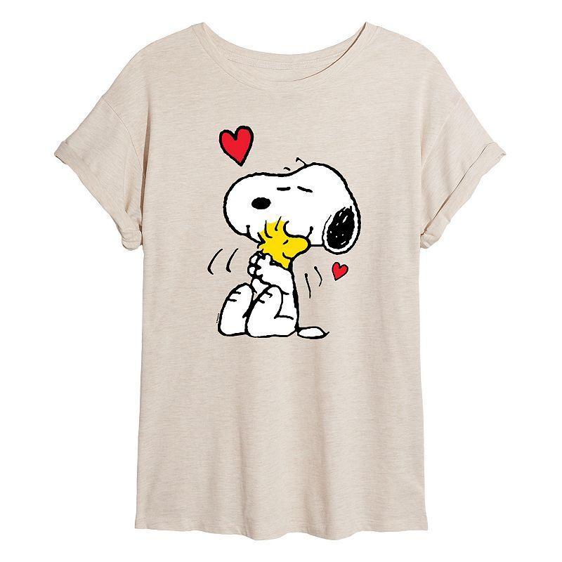 Juniors Peanuts Snoopy Hug Flowy Tee, Girls Product Image