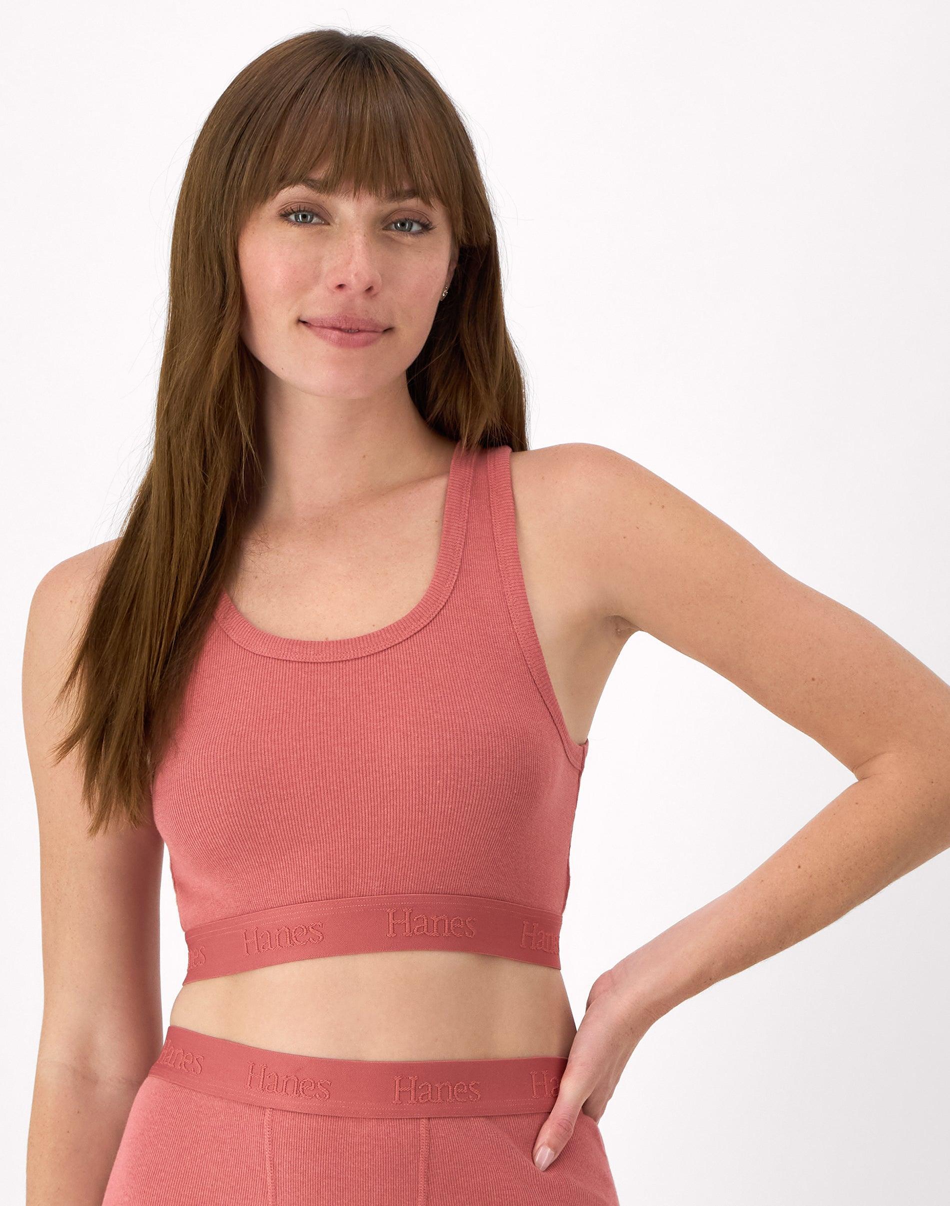 Hanes Originals Womens SuperSoft Comfywear Rib Banded Crop Top Pearl S Product Image