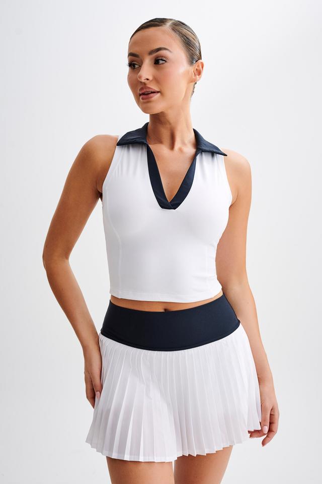 Denver Sleeveless Collared Active Top - Black/White Product Image