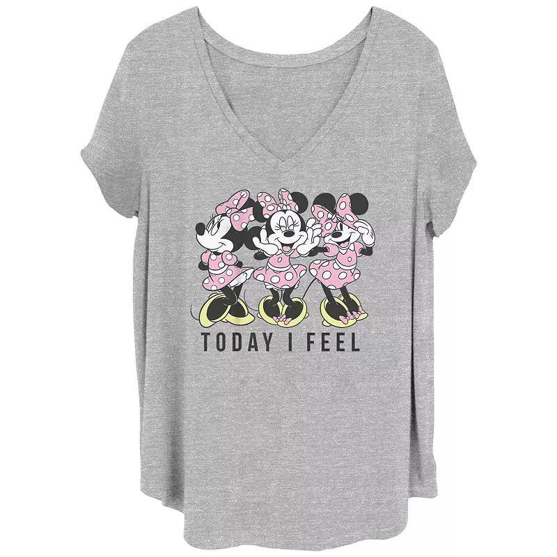 Disneys Minnie Mouse Feels Juniors Plus Graphic Tee, Womens Grey Gray Product Image