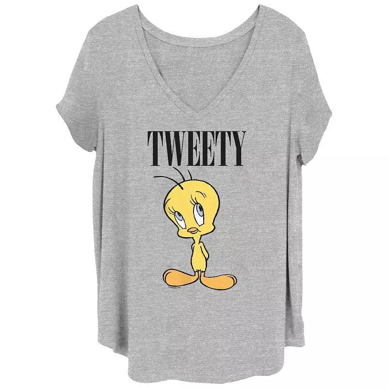 Juniors Plus Size Looney Tunes Tweety Poster Graphic Tee, Womens Grey Gray Product Image