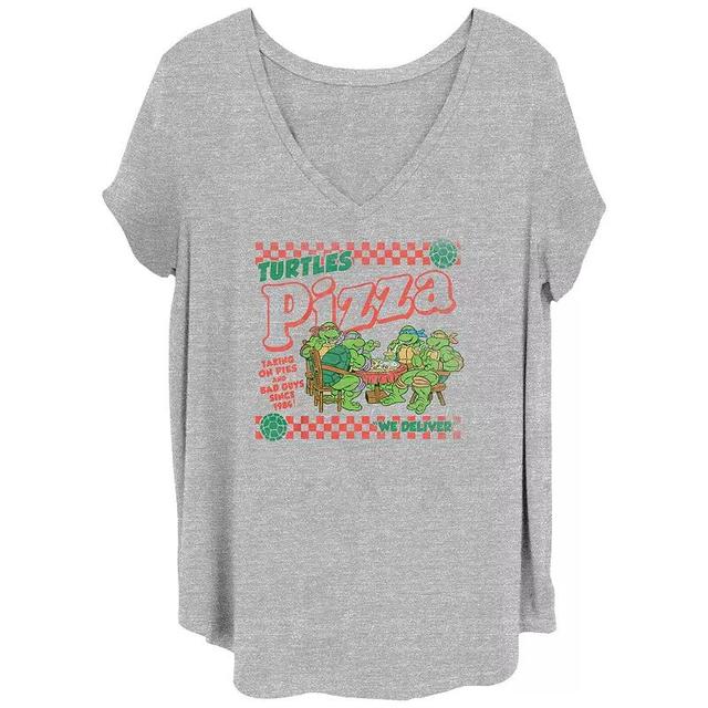 Juniors Plus Size Teenage Mutant Ninja Turtles Pizza Place Graphic Tee, Womens Grey Gray Product Image