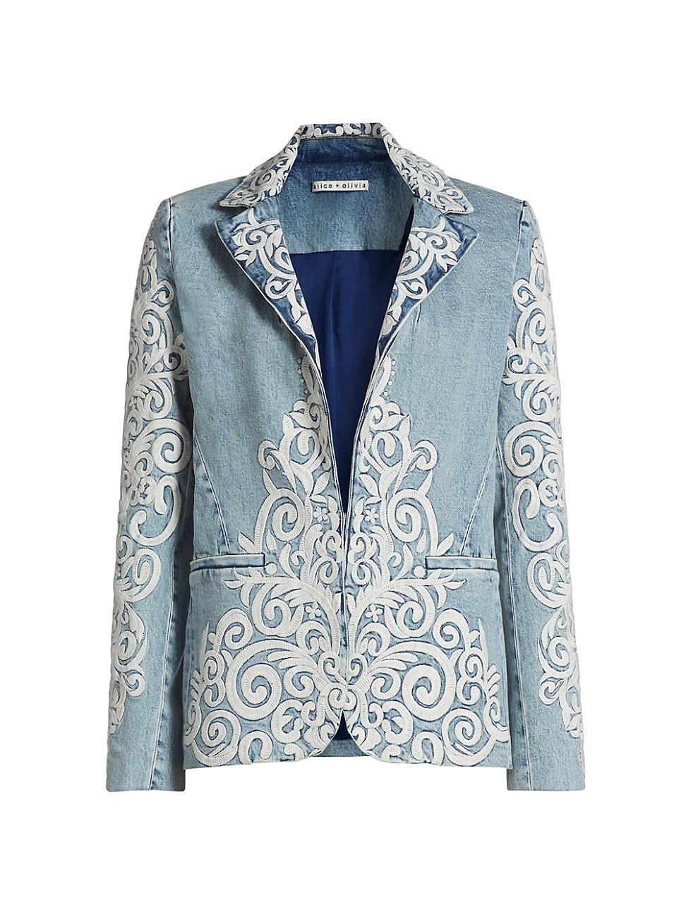 Womens Macey Filligree Denim Blazer Product Image