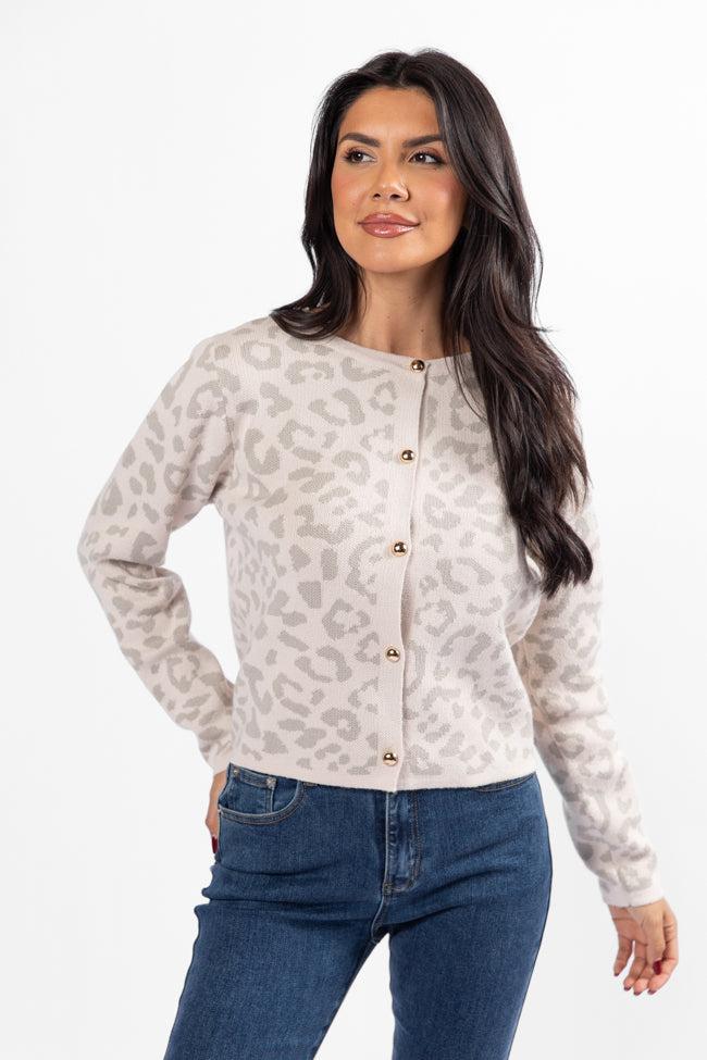 Dream Big Taupe Leopard Cardigan SALE Product Image