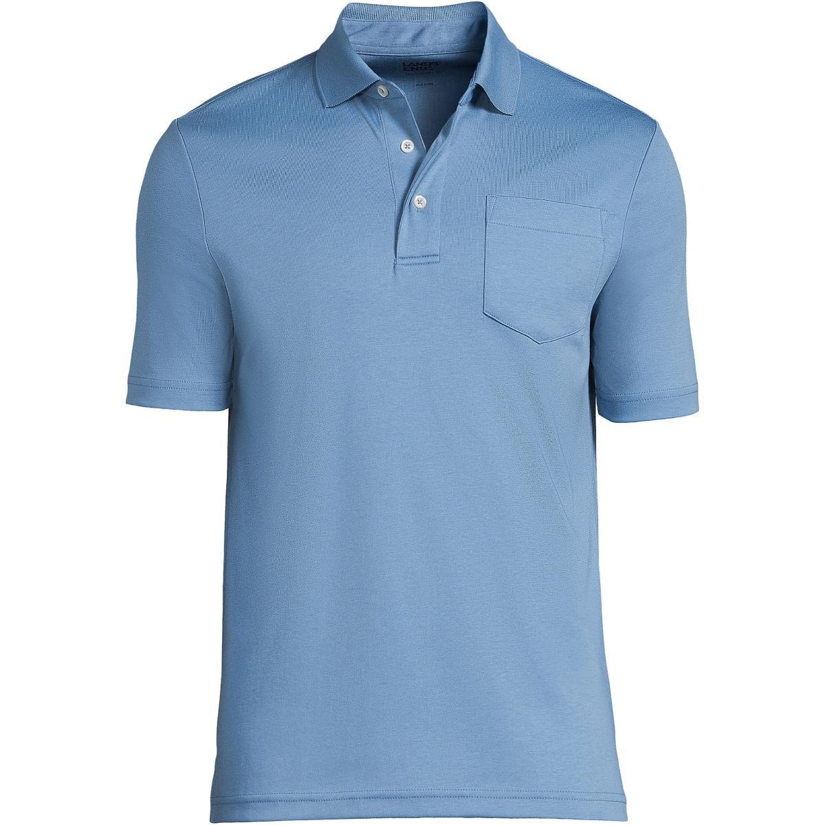 Lands End Mens Short Sleeve Cotton Supima Polo Shirt with Pocket Product Image