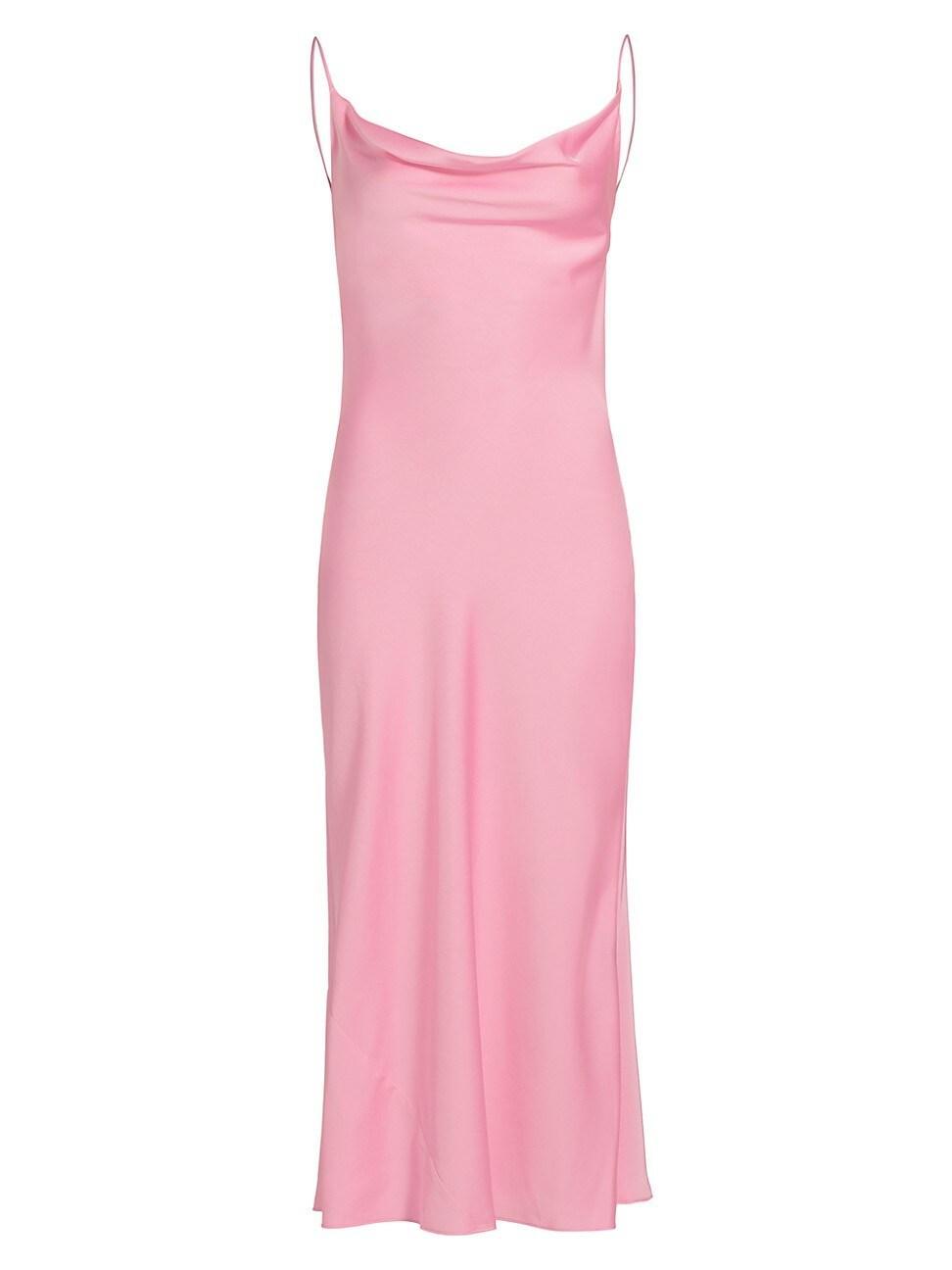 Womens Satin Cowlneck Midi-Dress Product Image