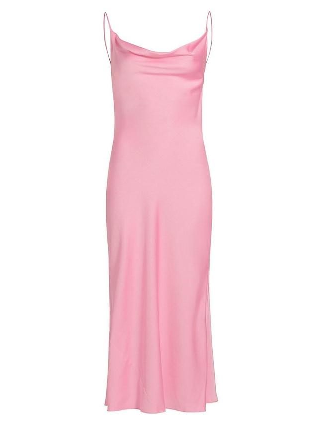 Womens Satin Cowlneck Midi-Dress Product Image