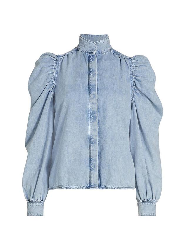 Womens Gillian Denim Puff-Sleeve Shirt Product Image