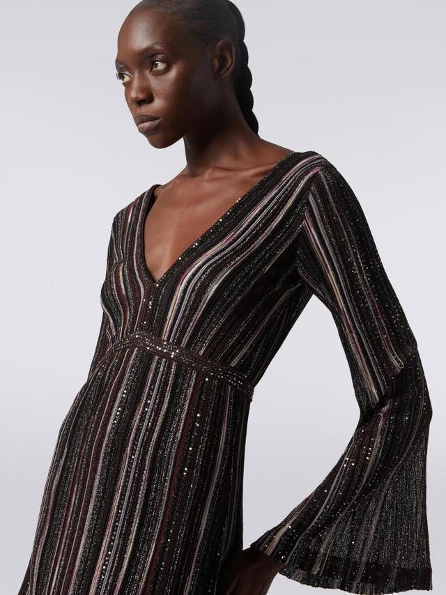 Long vertical striped dress in viscose blend with sequins Multicoloured | Missoni Product Image